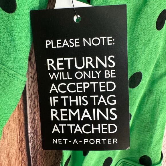 Ganni Dress Dainty Georgette Wrap Polka Dot Classic Green Size 42 Versatile - Picture 7 of 15